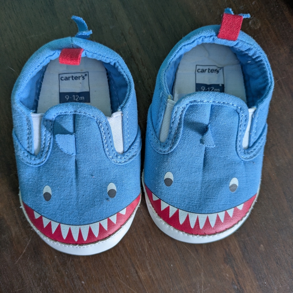 Carter's Blue and Red Shark Baby Walker Shoes